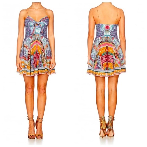 Camilla Dresses & Skirts - Camilla Blue and Orange Spaghetti Strap Sundress Mini